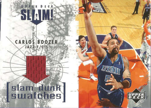 CARLOS BOOZER -  UD 2005 GAME USED "SLAM DUNK SWATCHES" GAME APPAREL TRADING CARD