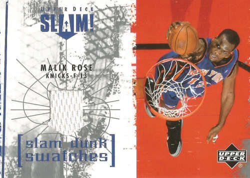 MALIK ROSE -  UD 2005 GAME USED "SLAM DUNK SWATCHES" GAME APPAREL TRADING CARD