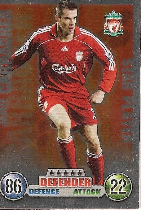 MATCH ATTAX  2007/08 - JAMIE CARRAGHER `STAR PLAYER` FOIL CARD
