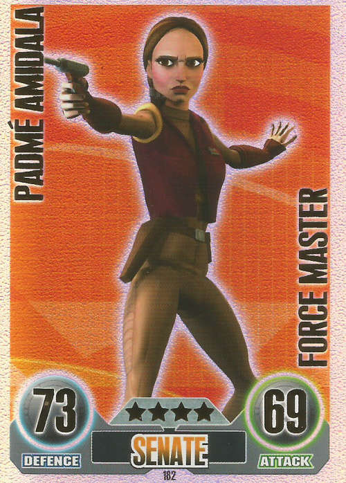 STAR WARS 2012 - FORCE ATTAX CLONE WARS S1 - PADME AMIDALA `FORCE MASTER` CARD 182