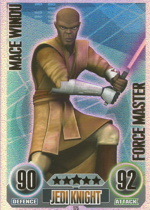 STAR WARS 2012 - FORCE ATTAX CLONE WARS S1 - MACE WINDU `FORCE MASTER` CARD 175