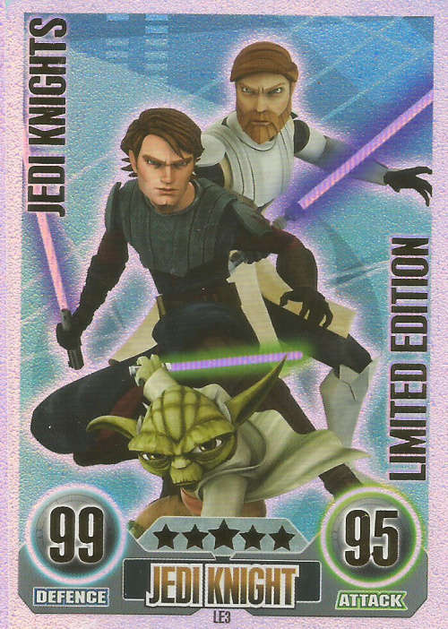 JEDI KNIGHTS - TOPPS `STAR WARS F/ATTAX CLONE WARS I` 2012  - SUPER RARE `LIMITED EDITION`CARD L3