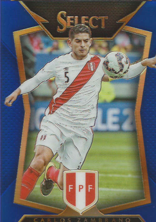 CARLOS ZAMBRANO "PERU" - PANINI "PRIZM SELECT 2015"  - "BLUE PLAID BASE" TRADING CARD 2 of 299