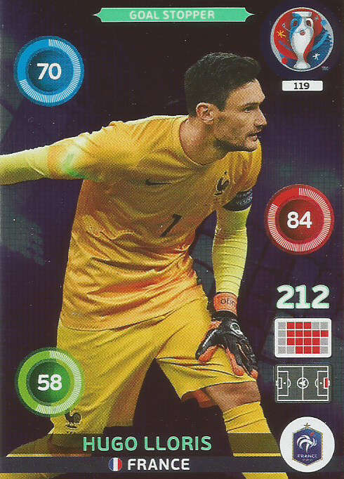 PANINI EURO 2016 - HUGO LLORIS "GOAL STOPPER" FOIL TRADING CARD 119