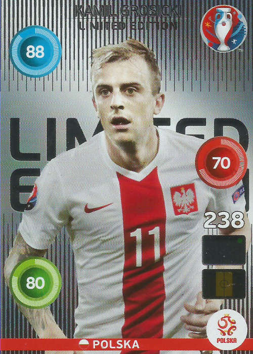 KAMIL GROSICKI - EURO 2016 by PANINI -  "CLASSIC LIMITED EDITION" TRADING CARD