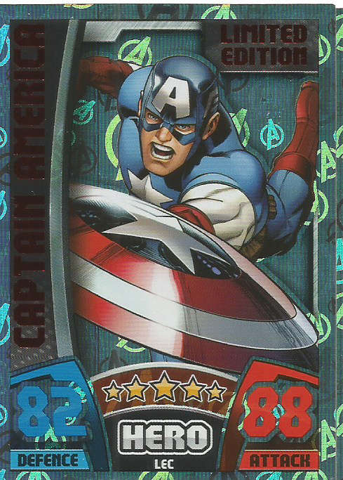 TOPPS HERO ATTAX 2014 - MARVEL UNIVERSE - CAPTAIN AMERICA "LIMITED EDITION" CARD LEC ENGLISH