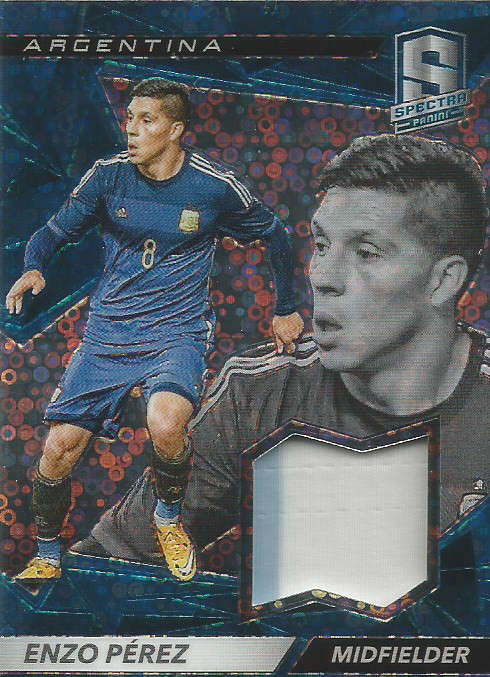 ENZO PEREZ (Argentina) - PANINI ` SPECTRA 2016/17`  - RARE `JERSEY MEMO PATCH` TRADING CARD 5 of 75