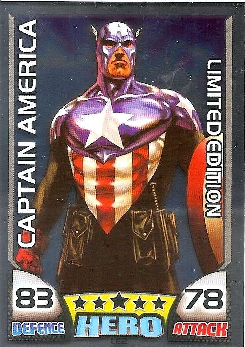 TOPPS HERO ATTAX - MARVEL UNIVERSE - CAPTAIN AMERICA "RARE" LIMITED EDITION CARD L2