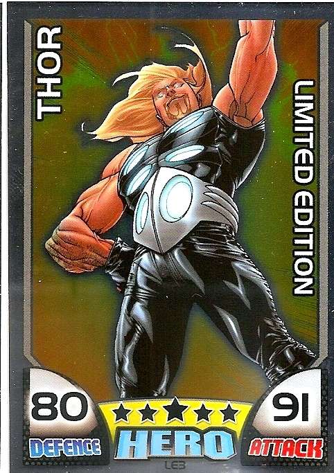 TOPPS HERO ATTAX - MARVEL UNIVERSE - THOR "RARE" LIMITED EDITION CARD L3
