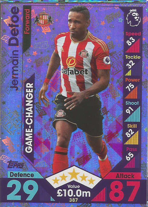 JERMAINE DEFOE - MATCH ATTAX 2016/2017 - "GAME CHANGER" FOIL CARD