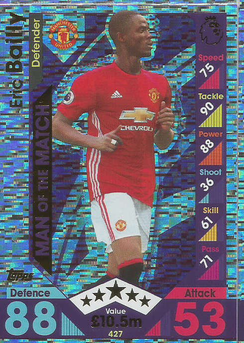 ERIC BAILLY - TOPPS MATCH ATTAX 2016/2017 - `MAN of the MATCH` FOIL CARD