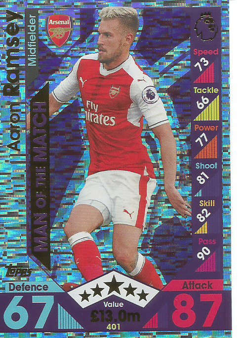 AARON RAMSEY - MATCH ATTAX 2016/2017 - "MAN of the MATCH" FOIL CARD