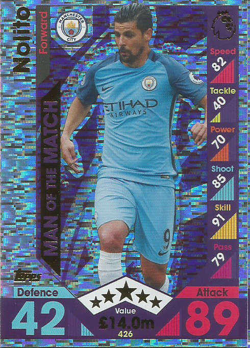 NOLITO - MATCH ATTAX 2016/2017 - "MAN of the MATCH" FOIL CARD