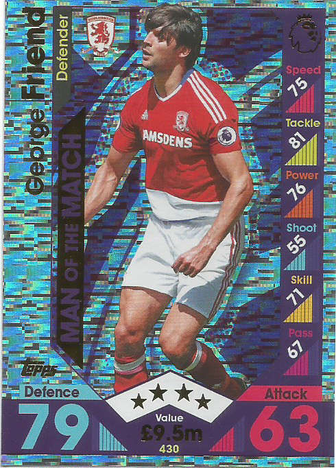 GEORGE FRIEND - MATCH ATTAX 2016/2017 - "MAN of the MATCH" FOIL CARD