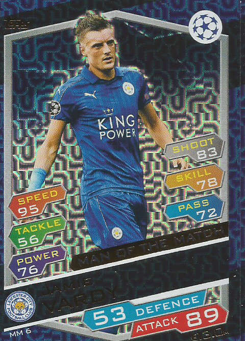 JAMES VARDY - CHAMPIONS LEAGUE 2016/17 -GOLD  "MAN of the MATCH" FOIL TRADING CARD