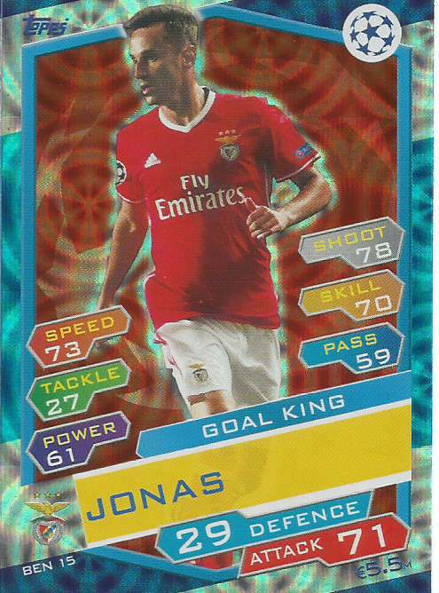 JONAS - CHAMPIONS LEAGUE 2016/17 -  "GOAL KING" FOIL TRADING CARD