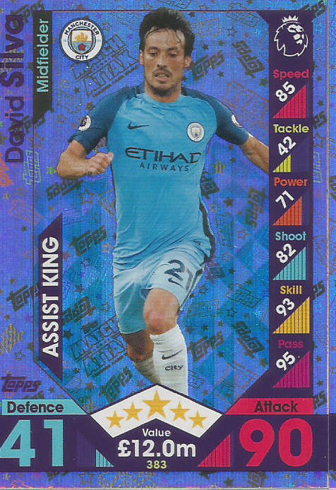 DAVID SILVA - MATCH ATTAX 2016/2017 - "ASSIST KING" FOIL CARD