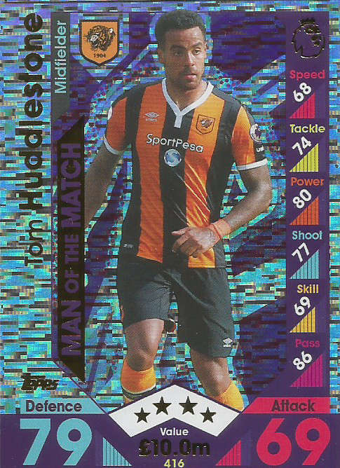 TOM HUDLLESTONE - MATCH ATTAX 2016/2017 - "MAN of the MATCH" FOIL CARD