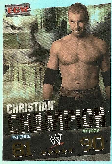 CHRISTIAN - WWE WRESTLING - `TOPPS SLAM ATTAX EVOLUTION`  2010 - `CHAMPION`  FOIL TRADING CARD