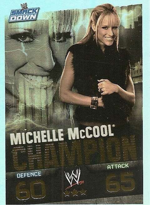 MICHELLE McCOOL - WWE WRESTLING - `TOPPS SLAM ATTAX EVOLUTION`  2010 - `CHAMPION`  FOIL TRADING CARD