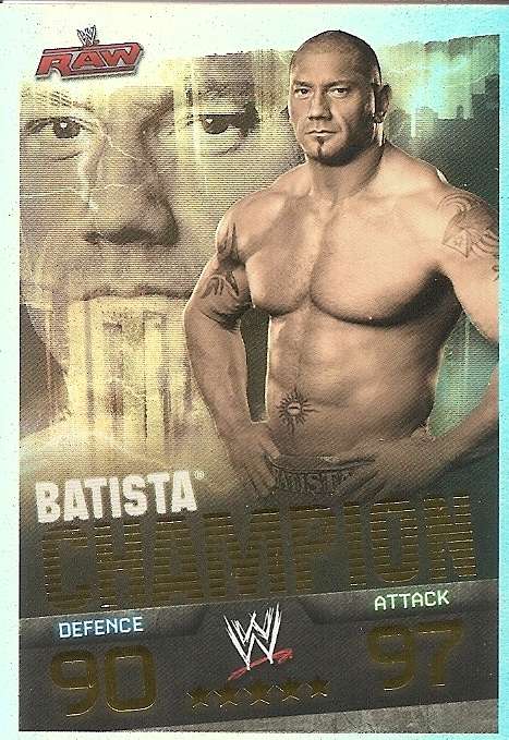 BATISTA - WWE WRESTLING - `TOPPS SLAM ATTAX EVOLUTION`  2010 - `CHAMPION`  FOIL TRADING CARD