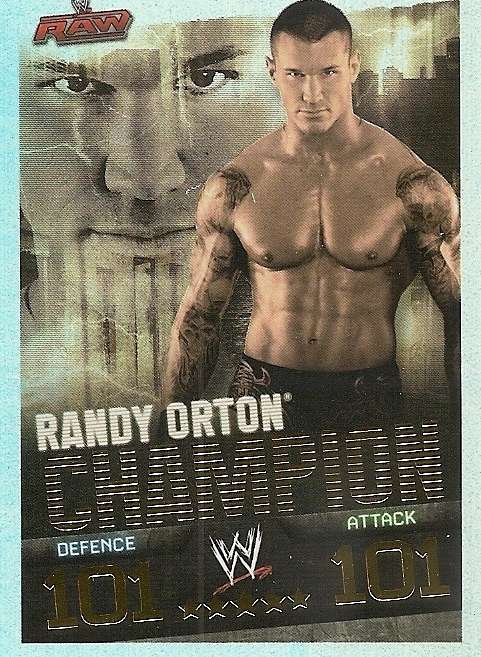 RANDY ORTON - WWE WRESTLING - `TOPPS SLAM ATTAX EVOLUTION`  2010 - `CHAMPION`  FOIL TRADING CARD