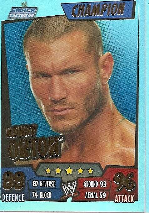 RANDY ORTON - WWE WRESTLING - `TOPPS SLAM ATTAX RUMBLE`  2011/12 - `CHAMPION` TRADING CARD