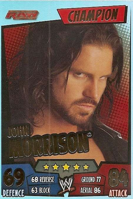 JOHN MORRISON - WWE WRESTLING - `TOPPS SLAM ATTAX RUMBLE`  2011/12 - `CHAMPION` TRADING CARD