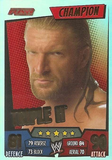TRIPLE H - WWE WRESTLING - `TOPPS SLAM ATTAX RUMBLE`  2011/12 - `CHAMPION` TRADING CARD