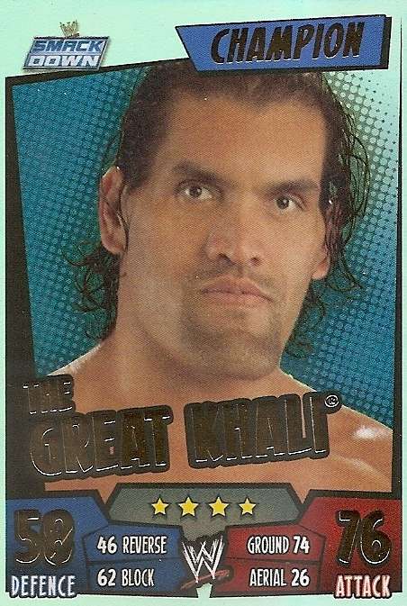 GREAT KHALI  - WWE WRESTLING - `TOPPS SLAM ATTAX RUMBLE`  2011/12 - `CHAMPION` TRADING CARD