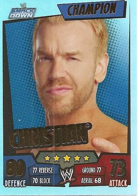 CHRISTIAN - WWE WRESTLING - `TOPPS SLAM ATTAX RUMBLE`  2011/12 - `CHAMPION` TRADING CARD
