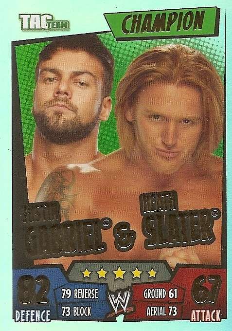 GABRIEL/SLATER - WWE WRESTLING - `TOPPS SLAM ATTAX RUMBLE`  2011/12 - `CHAMPION` TRADING CARD