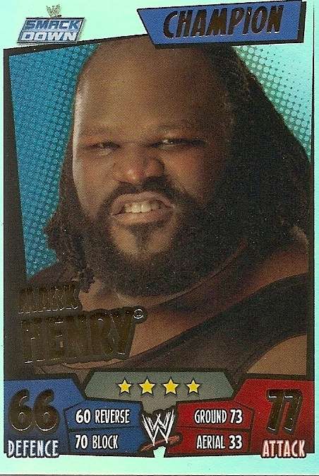 MARK HENRY - WWE WRESTLING - `TOPPS SLAM ATTAX RUMBLE`  2011/12 - `CHAMPION` TRADING CARD