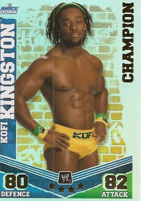 KOFI KINGSTON - WWE WRESTLING - `TOPPS SLAM ATTAX MAYHEM`  2012/13 - `CHAMPION` TRADING CARD