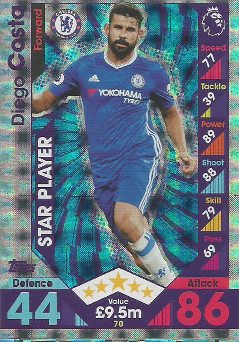 DIEGO COSTA - MATCH ATTAX 2016/2017 - `STAR PLAYER` FOIL CARD