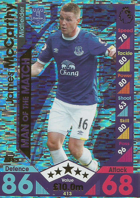 JAMES McCARTHY - MATCH ATTAX 2016/2017 - "MAN of the MATCH" FOIL CARD