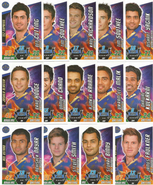 RAJASTHAN ROYALS - TOPPS IPL CRICKET ATTAX 2014/15 - LOT of 14 "BASE" TRADING CARDS