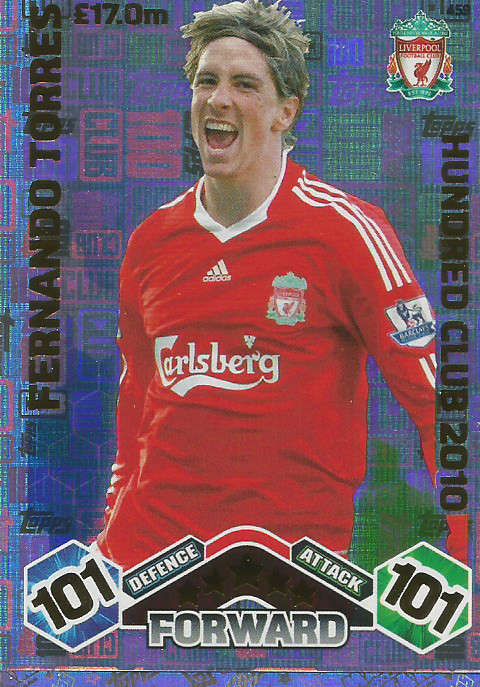 FERNANDO TORRES - TOPPS MATCH ATTAX EPL 2016/2017 - RARE LEGEND "CLUB 101" FOIL CARD