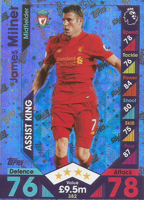 JAMES MILNER - MATCH ATTAX 2016/2017 - "ASSIST KING" FOIL CARD