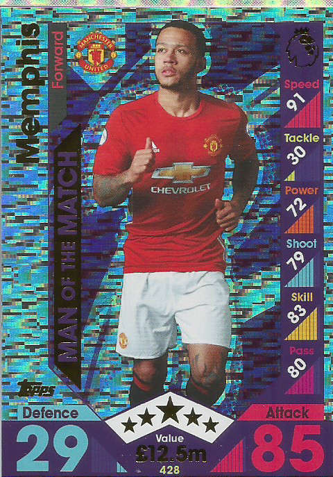 MENPHIS DEPAY - MATCH ATTAX 2016/2017 - "MAN of the MATCH" FOIL CARD