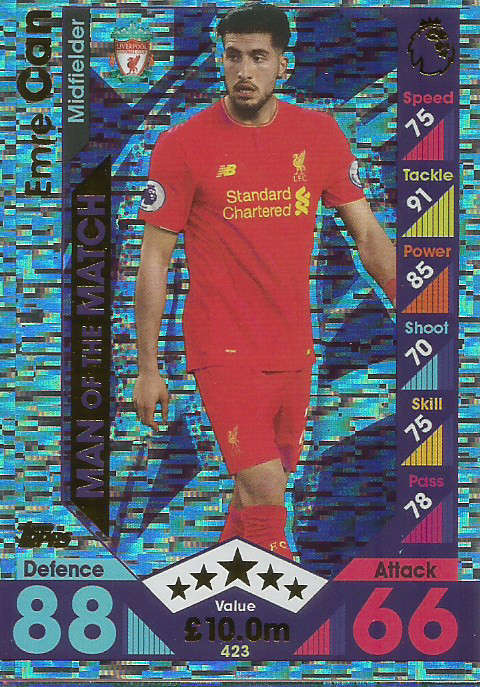 EMRE CAN - MATCH ATTAX 2016/2017 - "MAN of the MATCH" FOIL CARD