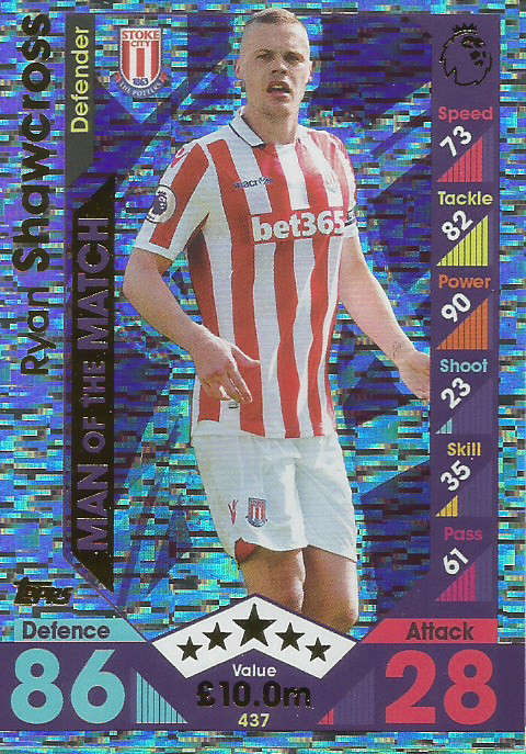RYAN SHAWNCROSS - MATCH ATTAX 2016/2017 - "MAN of the MATCH" FOIL CARD