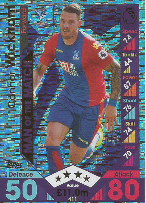 CONNOR WICKHAM - MATCH ATTAX 2016/2017 - "MAN of the MATCH" FOIL CARD
