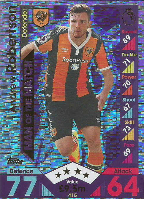ANDREW ROBERTSON - MATCH ATTAX 2016/2017 - "MAN of the MATCH" FOIL CARD