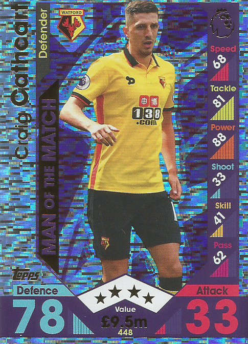 CRAIG CATHCART - MATCH ATTAX 2016/2017 - "MAN of the MATCH" FOIL CARD