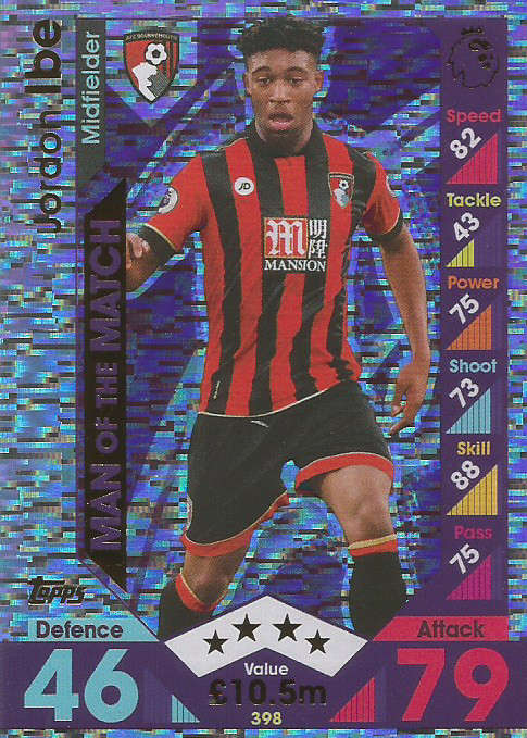 JORDON IBE - MATCH ATTAX 2016/2017 - "MAN of the MATCH" FOIL CARD
