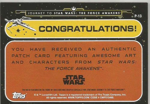 CHEWBACCA - STAR WARS `THE FORCE AWAKENS` - RARE ` MOVIE MEMORABILIA`  TRADING CARD