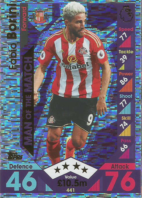 FABIO BORINI - MATCH ATTAX 2016/2017 - "MAN of the MATCH" FOIL CARD
