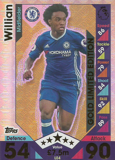 WILLIAM - MATCH ATTAX 2016/2017 - GOLD "LIMITED EDITION" FOIL CARD