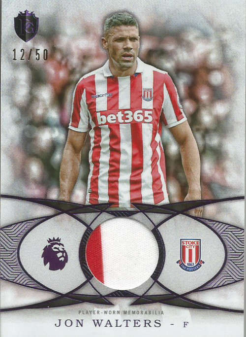 JON WALTERS  - TOPPS `PREMIER GOLD` 2016/17 - AUTHENTIC `CERTIFIED FOOTBALL FIBERS` CARD 12 of 50